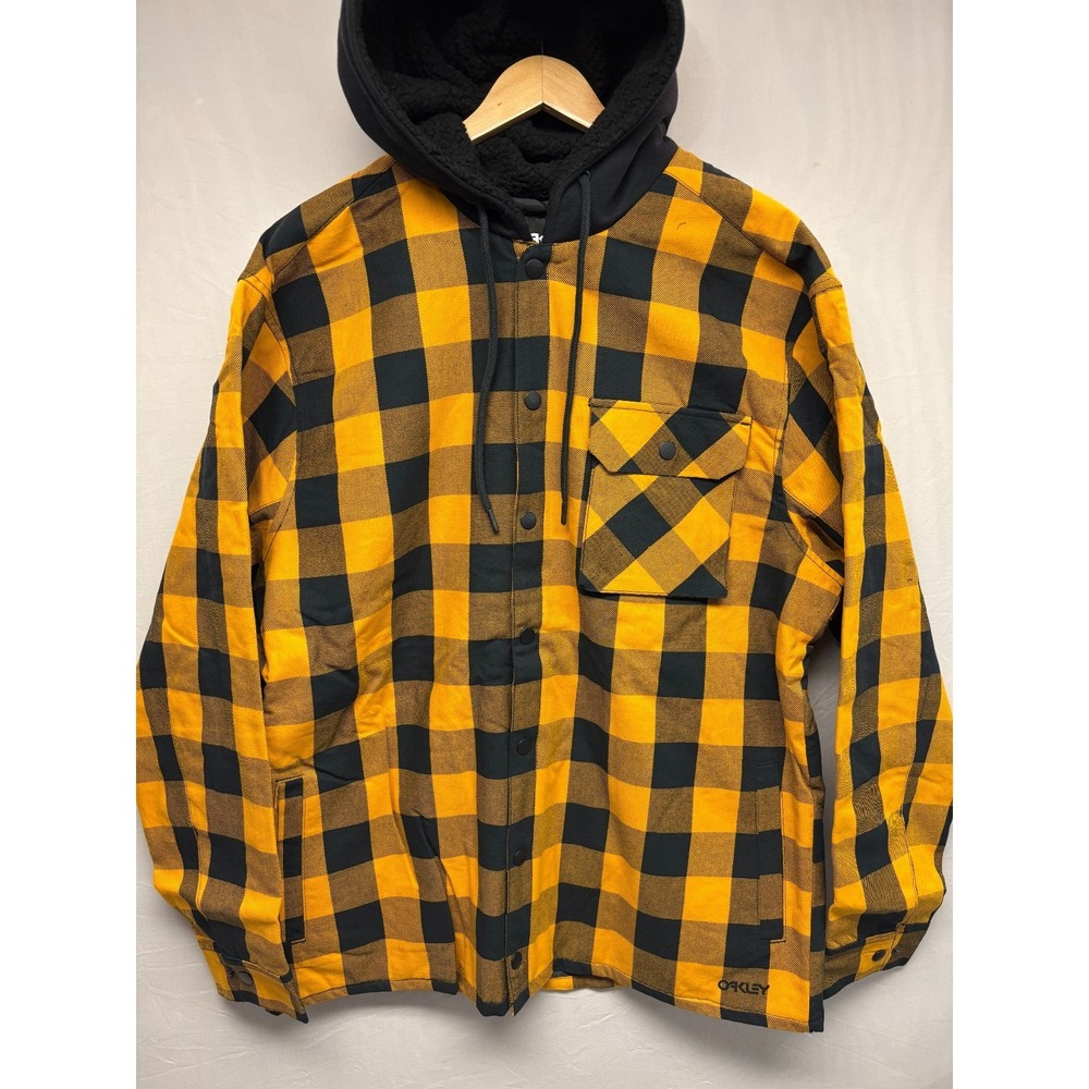 Oakley Bear Cozy Hooded Jacket Men's Amber Yellow Black Checkered Cholo QUALITY